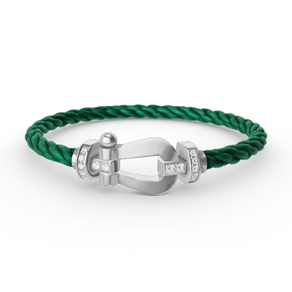 [Amore Jewels]FORCE LARGE HORSESHOE HALF DIAMOND BRACELET SILVER