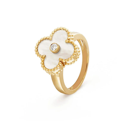 [Amore Jewels]CLOVER PINK MOP RING GOLD DIAMOND